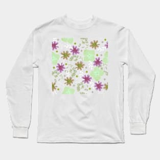 Pressed flowers green and lilac Long Sleeve T-Shirt